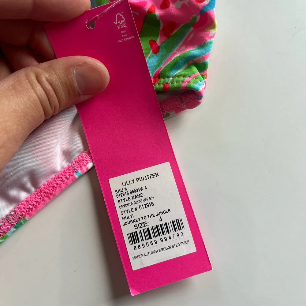 Lilly Pulitzer Girls 4 Journey to the Jungle Floral Bikini Bottom UPF 50‎ Pink